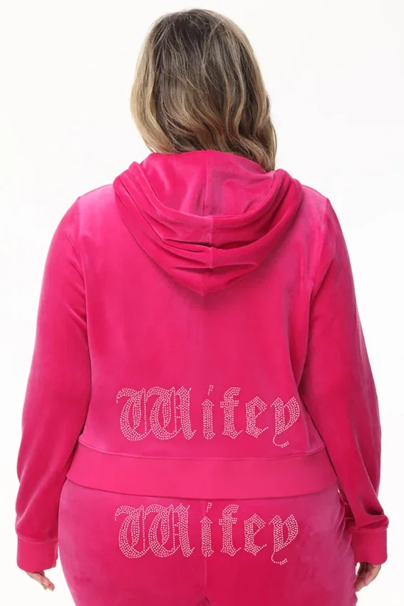Wifey Customizable Big Bling Velour Hoodie Wifey Customizable Big Bling Velour Hoodie