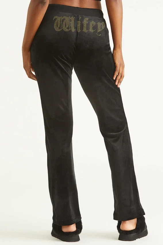 Wifey Customizable Big Bling Velour Track Pants Wifey Customizable Big Bling Velour Track Pants