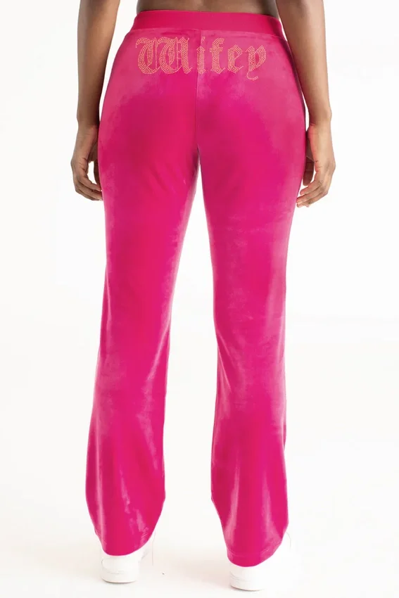 Wifey Customizable Big Bling Velour Track Pants Wifey Customizable Big Bling Velour Track Pants