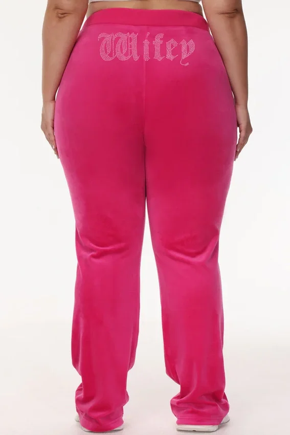 Wifey Customizable Big Bling Velour Track Pants Wifey Customizable Big Bling Velour Track Pants