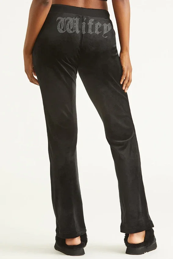 Wifey Customizable Big Bling Velour Track Pants Wifey Customizable Big Bling Velour Track Pants
