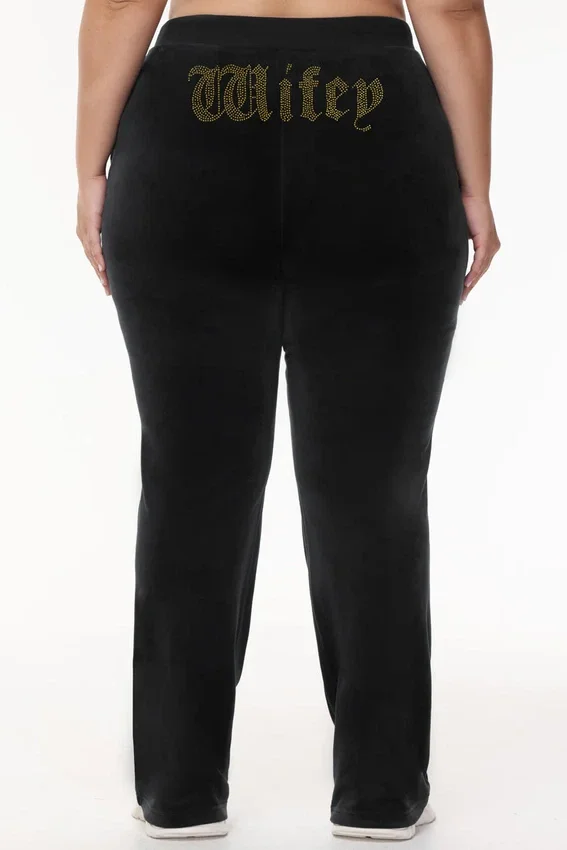Wifey Customizable Big Bling Velour Track Pants Wifey Customizable Big Bling Velour Track Pants