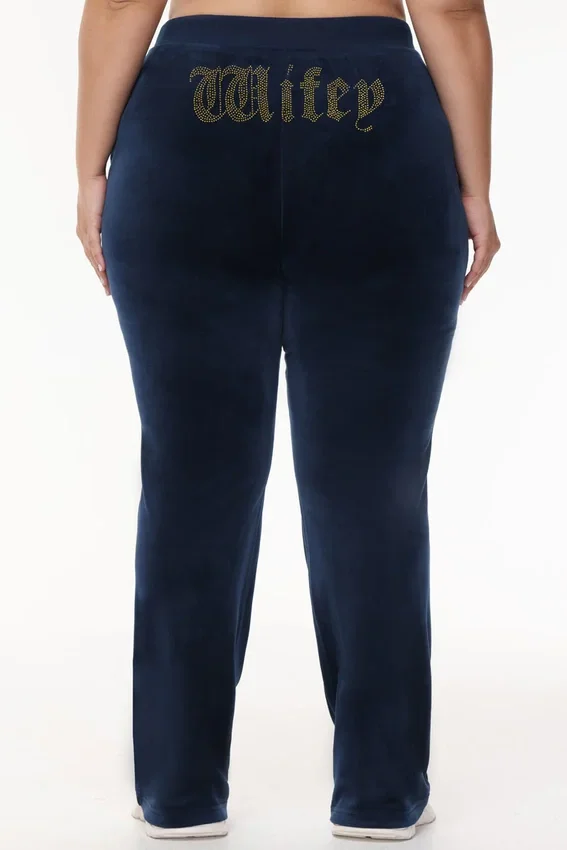 Wifey Customizable Big Bling Velour Track Pants Wifey Customizable Big Bling Velour Track Pants