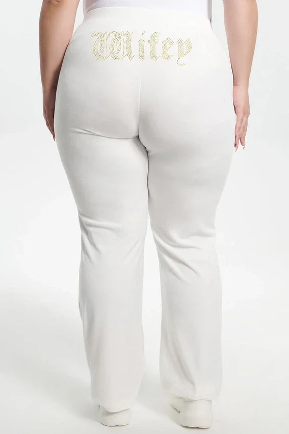 Wifey Customizable Big Bling Velour Track Pants Wifey Customizable Big Bling Velour Track Pants