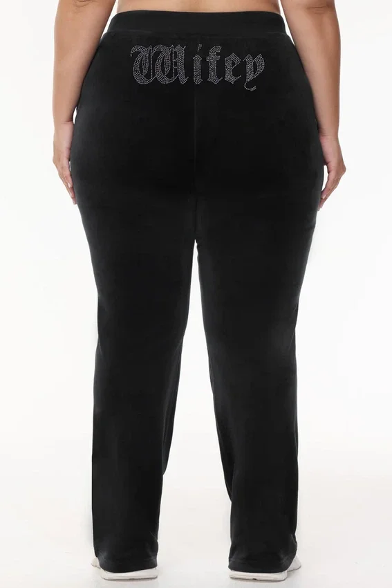 Wifey Customizable Big Bling Velour Track Pants Wifey Customizable Big Bling Velour Track Pants