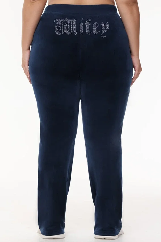 Wifey Customizable Big Bling Velour Track Pants Wifey Customizable Big Bling Velour Track Pants