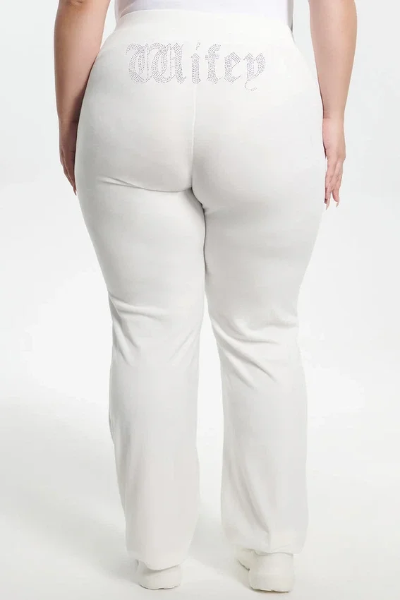 Wifey Customizable Big Bling Velour Track Pants Wifey Customizable Big Bling Velour Track Pants
