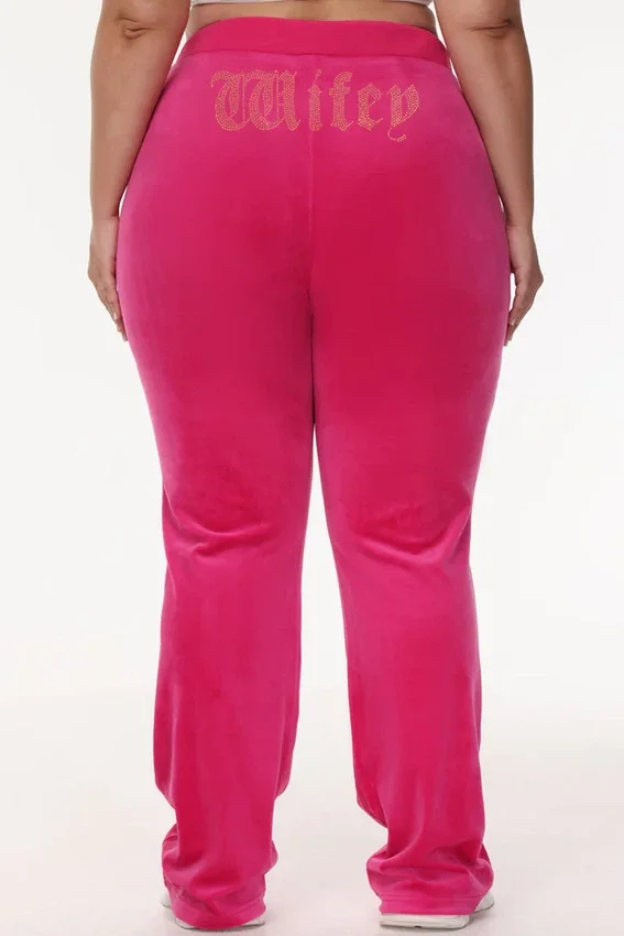 Wifey Customizable Big Bling Velour Track Pants Wifey Customizable Big Bling Velour Track Pants